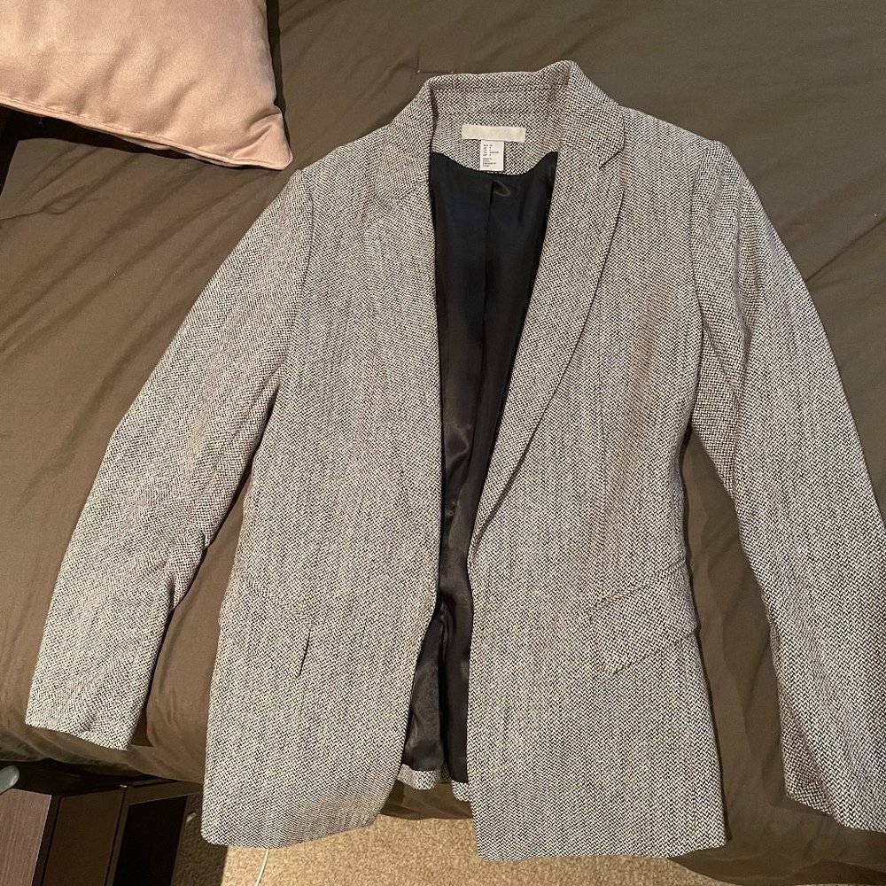 H&M Gray Herringbone Blazer